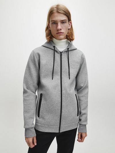 Calvin Klein Ruhák HU044174 | Calvin Klein Cotton Stretch Zip Up Férfi Kapucnis Pulóver Szürke